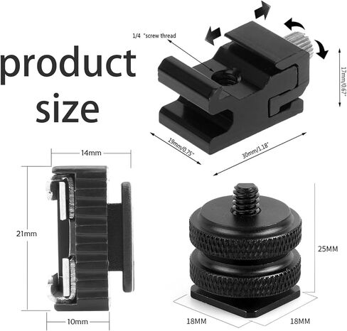 NKSRCP 1/4 بوصة محول تركيب الحذاء الساخن و1/4"-20 برغي خيط حامل فلاش للأحذية الباردة لجهاز كاميرا DSLR، حامل حذاء فلاش الكاميرا لحامل ثلاثي القوائم in Kuwait