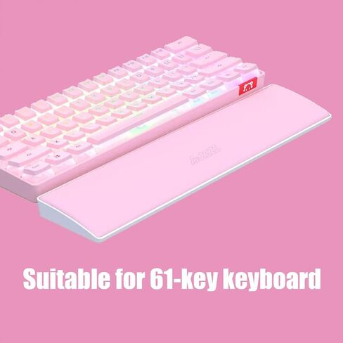 Computer Keyboard Wrist Rest Pad, PU Surface, Soft Memory Foam Filling, ABS Base with Anti-Slip Stickers, 60% 61 Keys Compact Size 11.42 x 2.76 x 0.78 in (Pink-61Key) in Saudi Arabia