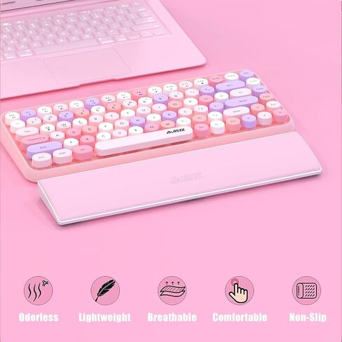 Computer Keyboard Wrist Rest Pad, PU Surface, Soft Memory Foam Filling, ABS Base with Anti-Slip Stickers, 60% 61 Keys Compact Size 11.42 x 2.76 x 0.78 in (Pink-61Key) in Saudi Arabia