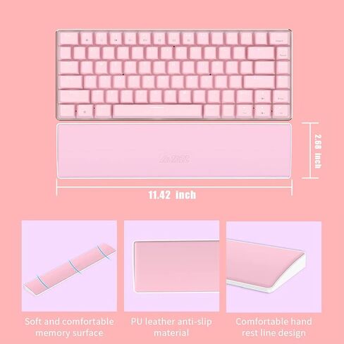 Computer Keyboard Wrist Rest Pad, PU Surface, Soft Memory Foam Filling, ABS Base with Anti-Slip Stickers, 60% 61 Keys Compact Size 11.42 x 2.76 x 0.78 in (Pink-61Key) in Saudi Arabia