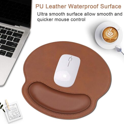 Ergonomic Mouse Pad with Wrist Support,PU Leather Mousepad for Laptop Computers,Non Slip Rubber Base Memory Foam Wrist Rest Mouse Pads for Home Work Office Easy Typing Pain Relief,Green in Saudi Arabia