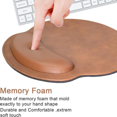 Ergonomic Mouse Pad with Wrist Support,PU Leather Mousepad for Laptop Computers,Non Slip Rubber Base Memory Foam Wrist Rest Mouse Pads for Home Work Office Easy Typing Pain Relief,Green in Saudi Arabia