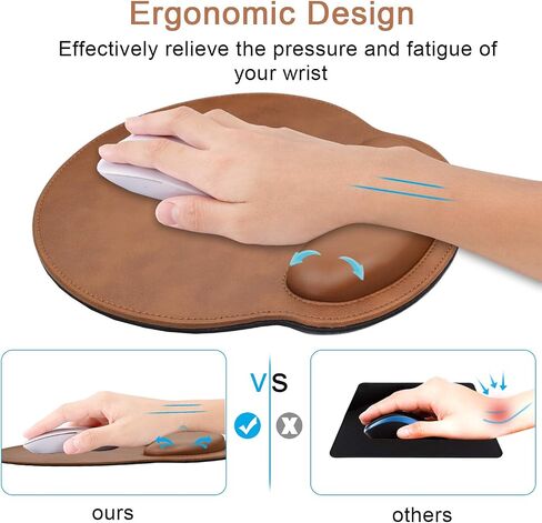 Ergonomic Mouse Pad with Wrist Support,PU Leather Mousepad for Laptop Computers,Non Slip Rubber Base Memory Foam Wrist Rest Mouse Pads for Home Work Office Easy Typing Pain Relief,Green in Saudi Arabia