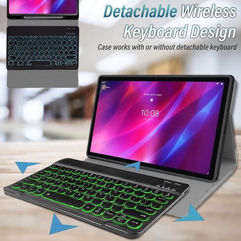 حافظة لوحة مفاتيح LDSOYIA Lenovo Tab P11 Plus 2021 & P11 2020 11 بوصة [Backlit، TB-J607F TB-J606X]، 7 ألوان خلفية قابلة للفصل لوحة مفاتيح لاسلكية لينوفو تاب P11 Plus & P11 in Kuwait