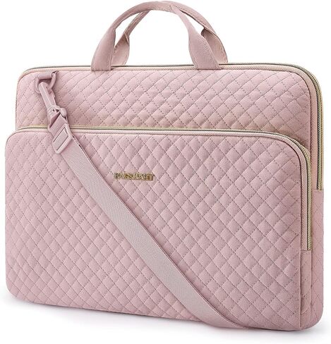 حقيبة لاب توب BAGSMART لجهاز MacBook Ai ir M2 A2941 2023 الجديد مقاس 15 بوصة، حقيبة حمل كمبيوتر محمول متوافقة مع 15.6 بوصة HP وDell وAcer Aspire وAsus Notebook وحقيبة حماية للكمبيوتر المحمول مع جيب ومقبض، وردي in Kuwait