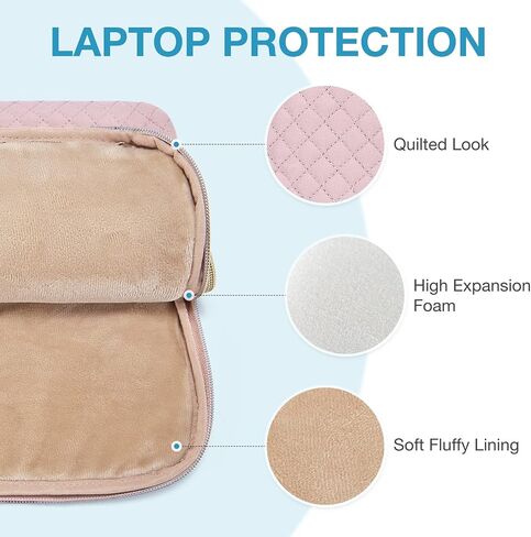 حقيبة لاب توب BAGSMART لجهاز MacBook Ai ir M2 A2941 2023 الجديد مقاس 15 بوصة، حقيبة حمل كمبيوتر محمول متوافقة مع 15.6 بوصة HP وDell وAcer Aspire وAsus Notebook وحقيبة حماية للكمبيوتر المحمول مع جيب ومقبض، وردي in Kuwait