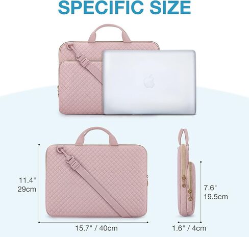 حقيبة لاب توب BAGSMART لجهاز MacBook Ai ir M2 A2941 2023 الجديد مقاس 15 بوصة، حقيبة حمل كمبيوتر محمول متوافقة مع 15.6 بوصة HP وDell وAcer Aspire وAsus Notebook وحقيبة حماية للكمبيوتر المحمول مع جيب ومقبض، وردي in Kuwait