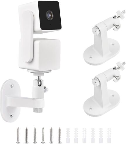 2 حزمة حامل تثبيت على الحائط لـ Wyze Cam Pan V3، Wyze Cam Pan V2، Wyze Cam V3، Wyze Cam Outdoor، 360 درجة دوارة + 90 درجة إمالة قوس جدار قابل للتعديل لنظام الكاميرا الداخلي Wyze مع زاوية رؤية أفضل in Kuwait