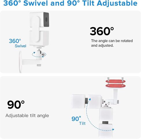 2 حزمة حامل تثبيت على الحائط لـ Wyze Cam Pan V3، Wyze Cam Pan V2، Wyze Cam V3، Wyze Cam Outdoor، 360 درجة دوارة + 90 درجة إمالة قوس جدار قابل للتعديل لنظام الكاميرا الداخلي Wyze مع زاوية رؤية أفضل in Kuwait