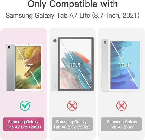 JETech Kids Case for Samsung Galaxy Tab A7 Lite 8.7-Inch 2021 (SM-T227/T225/T220) with Built-in Screen Protector, Shockproof Full-Body Handle Stand Tablet Protective Cover (Black) in Kuwait