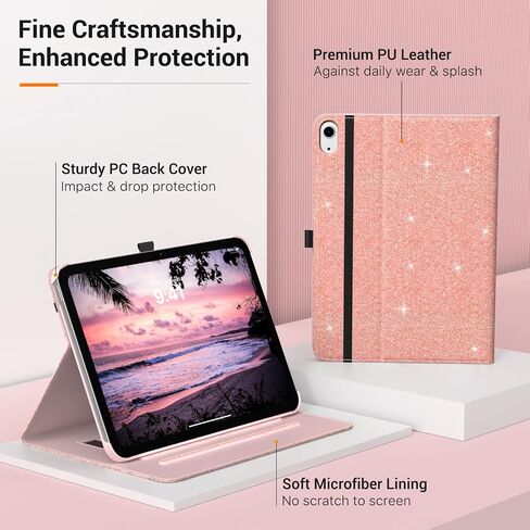 MoKo for iPad 10th Generation Case iPad 10.9 Inch Case 2022 with Pencil Holder, Multi-Angle Viewing iPad Case 10th Generation with Soft TPU Back Hand Strap for iPad 10th Gen 2022, Marble Purple in Kuwait