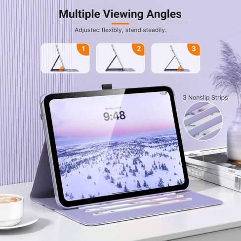 MoKo for iPad 10th Generation Case iPad 10.9 Inch Case 2022 with Pencil Holder, Multi-Angle Viewing iPad Case 10th Generation with Soft TPU Back Hand Strap for iPad 10th Gen 2022, Marble Purple in Kuwait