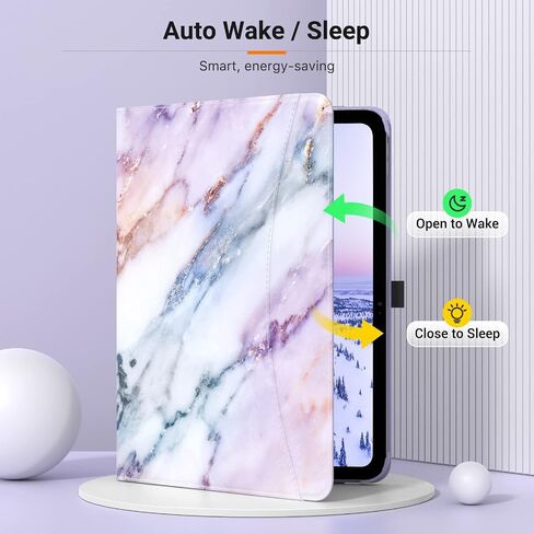 MoKo for iPad 10th Generation Case iPad 10.9 Inch Case 2022 with Pencil Holder, Multi-Angle Viewing iPad Case 10th Generation with Soft TPU Back Hand Strap for iPad 10th Gen 2022, Marble Purple in Kuwait