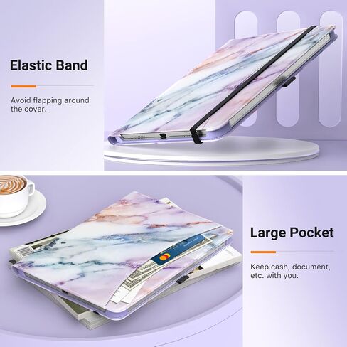 MoKo for iPad 10th Generation Case iPad 10.9 Inch Case 2022 with Pencil Holder, Multi-Angle Viewing iPad Case 10th Generation with Soft TPU Back Hand Strap for iPad 10th Gen 2022, Marble Purple in Kuwait