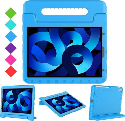 حافظة BMOUO 2022 iPad Air الجيل الخامس (10.9 بوصة) للأطفال، حافظة iPad Air الجيل الرابع للأطفال 2020، حافظة iPad Air 5/4، حافظة بمقبض قابل للتحويل مقاومة للصدمات لجهاز iPad Air 5th/4th Gen 10.9 بوصة، أزرق in Kuwait