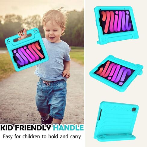 AVAWO Kids Case for iPad Mini 6 (2021,8.3 Inch) with Built-in Screen Protector, Shockproof Lightweight Handle Stand Cover for Model (A2567/A2568/A2569), Black in Kuwait