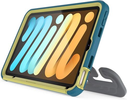 حافظة OtterBox iPad Mini (الجيل السادس) EasyGrab للأطفال، واقي شاشة مدمج، حامل مرن، حامل في السيارة، حماية من السقوط والصدمات - أخضر مريخي in Kuwait