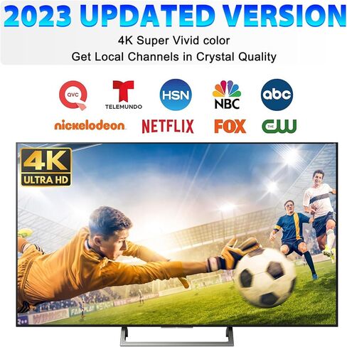 Rabbit Ears Antenna for TV Without Cable, Long Range Reception with Amplifier TV Antenna for Smart TV Indoor, HD Antenna for TV Indoor 4k, Digital Antenna for Smart TV Support All Free HDTV Channels in Kuwait