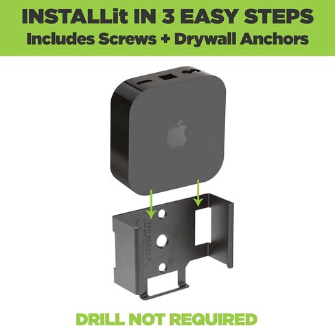 HIDEit Mounts Apple TV 4K 3rd Gen Wall Mount | Compatible with 2022 Latest Generation, Behind TV & VESA Mount Holder Bracket | Easy Install | Designed for Proper Airflow & Signals | American Company in Kuwait