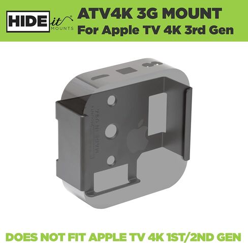 HIDEit Mounts Apple TV 4K 3rd Gen Wall Mount | Compatible with 2022 Latest Generation, Behind TV & VESA Mount Holder Bracket | Easy Install | Designed for Proper Airflow & Signals | American Company in Kuwait