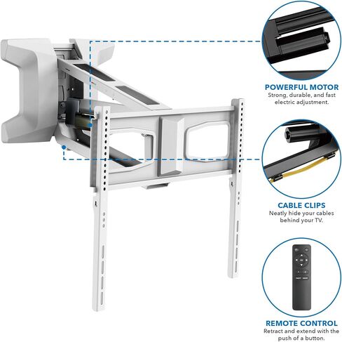 MOUNT-IT! Motorized Fireplace TV Wall Mount | Remote Control Electric Pull Down Mantel Mounting Bracket, Up to 77 Lbs Weight Capacity, Height Adjustable, Swivel, VESA 600x400 Compatible in Kuwait