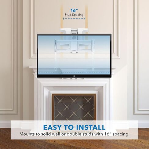 MOUNT-IT! Motorized Fireplace TV Wall Mount | Remote Control Electric Pull Down Mantel Mounting Bracket, Up to 77 Lbs Weight Capacity, Height Adjustable, Swivel, VESA 600x400 Compatible in Kuwait