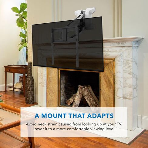MOUNT-IT! Motorized Fireplace TV Wall Mount | Remote Control Electric Pull Down Mantel Mounting Bracket, Up to 77 Lbs Weight Capacity, Height Adjustable, Swivel, VESA 600x400 Compatible in Kuwait
