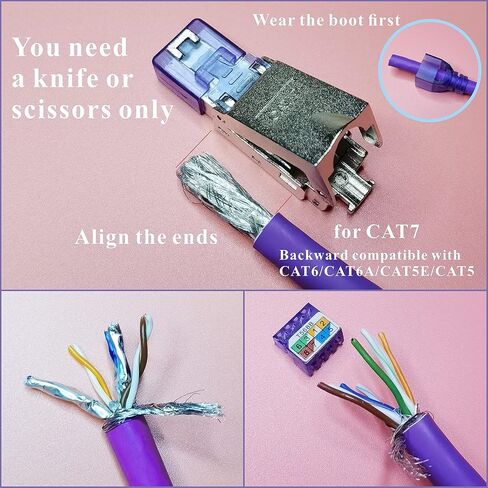 موصلات RJ45 خالية من الأدوات لـ UTP CAT6/CAT5e/CAT5، مقابس ذكر كابل إيثرنت من النوع المثقوب، إنهاء شبكة DIY سهل، لا يوجد إنترنت مجعد RJ 45 لـ 23awg-26awg، أطراف سلك LAN بدون أدوات [7 عبوات] in Kuwait