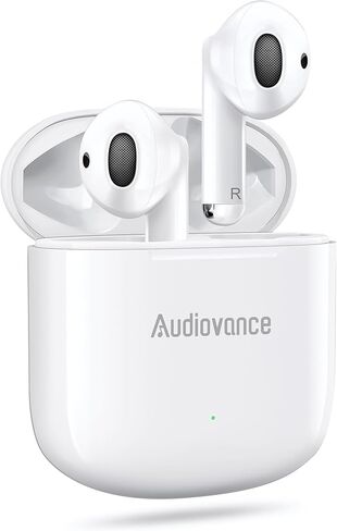 سماعات أذن بلوتوث لاسلكية من أوديفانس ناتشر 301 لهواتف iPhone وAndroid، صوت ممتاز، مكالمات واضحة، ملاءمة مريحة، شحن لاسلكي، وسائد أذن مثالية للعمل واليومي (أبيض) in Kuwait