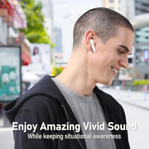 سماعات أذن بلوتوث لاسلكية من أوديفانس ناتشر 301 لهواتف iPhone وAndroid، صوت ممتاز، مكالمات واضحة، ملاءمة مريحة، شحن لاسلكي، وسائد أذن مثالية للعمل واليومي (أبيض) in Kuwait