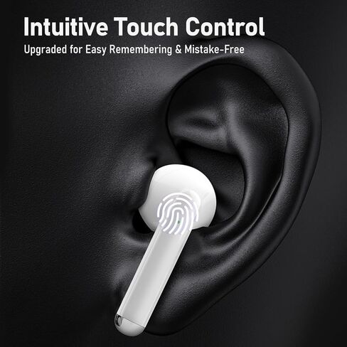 سماعات أذن بلوتوث لاسلكية من أوديفانس ناتشر 301 لهواتف iPhone وAndroid، صوت ممتاز، مكالمات واضحة، ملاءمة مريحة، شحن لاسلكي، وسائد أذن مثالية للعمل واليومي (أبيض) in Kuwait