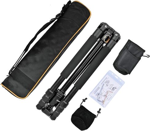 حامل ثلاثي القوائم وحامل احادي لكاميرا دي اس ال ار، حامل ثلاثي القوائم بذراع افقي احترافي 62 انش مع راس كروي معدني قابل للدوران 360 درجة، 4 اقسام شديدة التحمل من خليط الالومنيوم للسفر والعمل. in Kuwait