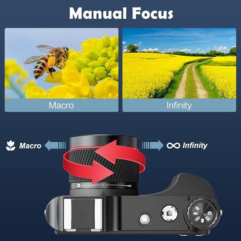 كاميرا Vmotal الرقمية 4K، كاميرا فيديو 4K بدقة 48 ميجابكسل، شاشة IPS 3 بوصة/تكبير 18x/فاصل زمني/حركة بطيئة/تركيز تلقائي/تركيز يدوي/فلاش/قرص، كاميرا تسجيل فيديو لليوتيوب in Kuwait