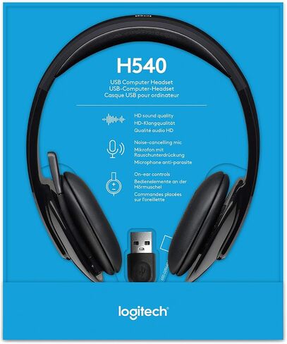 لوجيتيك H540 سماعات راس يو اس بي, اسود - 981-000480 in Saudi Arabia
