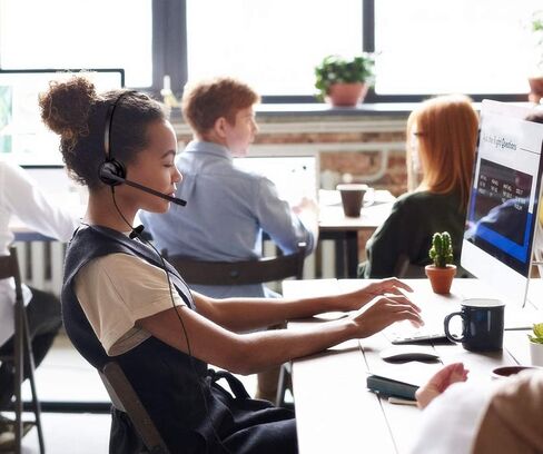 سماعة رأس N/X One Ear 3.5 مم/USB للكمبيوتر مع ميكروفون إلغاء الضوضاء للكمبيوتر المحمول التعرف على صوت التنين، التكبير، الفرق، Ringcentral، 3CX softphone، العمل المكتبي، خفيف الوزن ومريح in Kuwait
