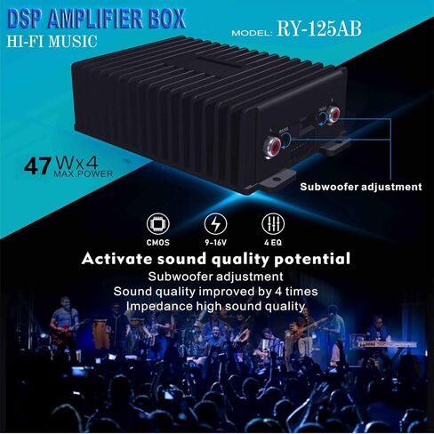 صندوق مضخم صوت دي اس بي بشاشة كبيرة مطورة بنظام اندرويد هاي فاي اندرويد دي اس بي، مكبر صوت ستيريو للسيارة 4 × 47 واط، ترقية صوت عالية الطاقة لراديو اندرويد مضخم صوت سوبر باس in Kuwait