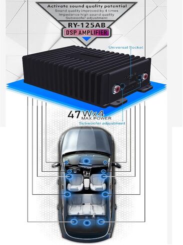 صندوق مضخم صوت دي اس بي بشاشة كبيرة مطورة بنظام اندرويد هاي فاي اندرويد دي اس بي، مكبر صوت ستيريو للسيارة 4 × 47 واط، ترقية صوت عالية الطاقة لراديو اندرويد مضخم صوت سوبر باس in Kuwait