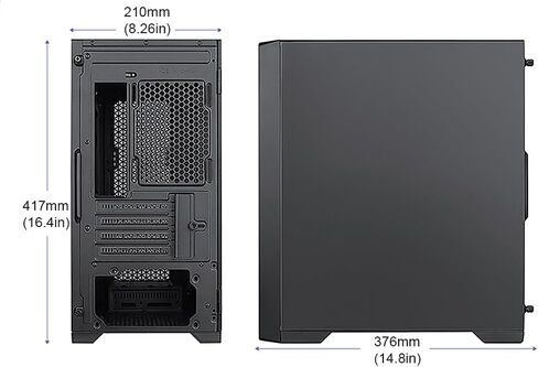 حافظة كمبيوتر العاب بي ماستيج مايكرو ايه تي اكس من بي جيرز مع نظام تدفق هواء ضخم من الزجاج المقسى بجانب الباب الدوار ومنفذ USB نوع C ومنفذ USB 3.0 × 2 (تباع المراوح بشكل منفصل) in Kuwait