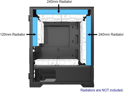 حافظة كمبيوتر العاب بي ماستيج مايكرو ايه تي اكس من بي جيرز مع نظام تدفق هواء ضخم من الزجاج المقسى بجانب الباب الدوار ومنفذ USB نوع C ومنفذ USB 3.0 × 2 (تباع المراوح بشكل منفصل) in Kuwait