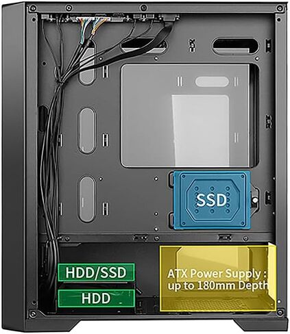 حافظة كمبيوتر العاب بي ماستيج مايكرو ايه تي اكس من بي جيرز مع نظام تدفق هواء ضخم من الزجاج المقسى بجانب الباب الدوار ومنفذ USB نوع C ومنفذ USB 3.0 × 2 (تباع المراوح بشكل منفصل) in Kuwait