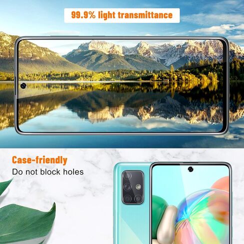 UniqueMe [2+2 Pack] Camera Lens Protector and Screen Protector for Samsung Galaxy A71 4G / 5G,Tempered Glass [Easy Installation Frame] HD Clear [Anti-Scratch] [Bubble Free] in Kuwait
