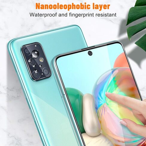 UniqueMe [2+2 Pack] Camera Lens Protector and Screen Protector for Samsung Galaxy A71 4G / 5G,Tempered Glass [Easy Installation Frame] HD Clear [Anti-Scratch] [Bubble Free] in Kuwait