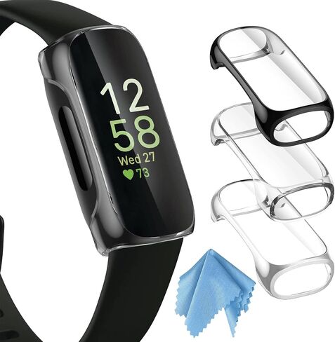 FINTIE 3 Pack Case Compatible with Fitbit Inspire 3 2 HR, Flexible Soft Full-Around watch Screen Protector TPU Case Cover Bumper Shell, Clear in Kuwait
