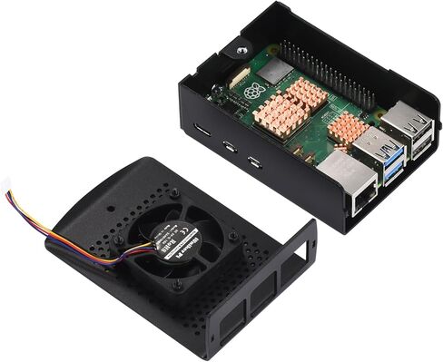 حافظة iUniker المعدنية لـ Raspberry Pi 5، وPi 5 مع مروحة كبيرة 4010 PWM ومشتت حراري نحاسي يدعم حامل VESA لـ Raspberry Pi 5 (4010 Fan) in Kuwait