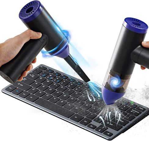 جلينيتيفاي منفضة الهواء المضغوط، 90000 دورة في الدقيقة منفاخ هواء كهربائي ومكنسة كهربائية قابلة لإعادة الاستخدام، 8000 مللي أمبير في الساعة مكنسة كهربائية محمولة للسيارة - مجموعة تنظيف لوحة مفاتيح الكمبيوتر in Kuwait