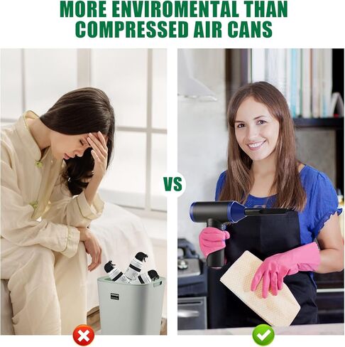 جلينيتيفاي منفضة الهواء المضغوط، 90000 دورة في الدقيقة منفاخ هواء كهربائي ومكنسة كهربائية قابلة لإعادة الاستخدام، 8000 مللي أمبير في الساعة مكنسة كهربائية محمولة للسيارة - مجموعة تنظيف لوحة مفاتيح الكمبيوتر in Kuwait