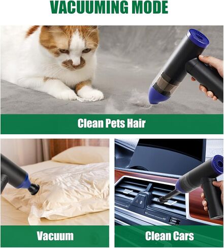 جلينيتيفاي منفضة الهواء المضغوط، 90000 دورة في الدقيقة منفاخ هواء كهربائي ومكنسة كهربائية قابلة لإعادة الاستخدام، 8000 مللي أمبير في الساعة مكنسة كهربائية محمولة للسيارة - مجموعة تنظيف لوحة مفاتيح الكمبيوتر in Kuwait