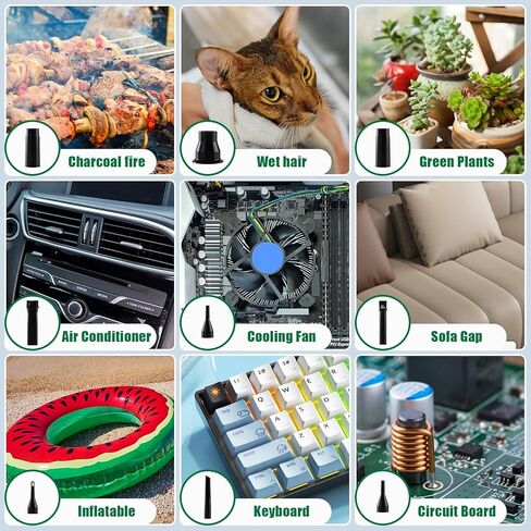 جلينيتيفاي منفضة الهواء المضغوط، 90000 دورة في الدقيقة منفاخ هواء كهربائي ومكنسة كهربائية قابلة لإعادة الاستخدام، 8000 مللي أمبير في الساعة مكنسة كهربائية محمولة للسيارة - مجموعة تنظيف لوحة مفاتيح الكمبيوتر in Kuwait