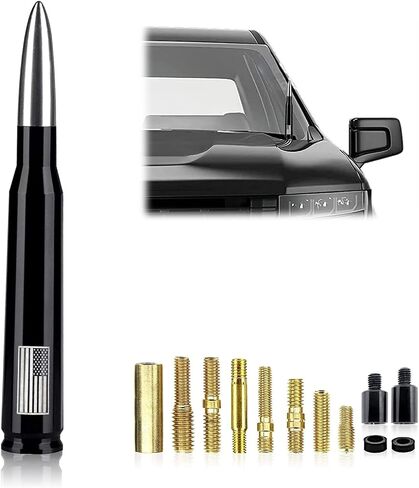 Pack-1 Car Truck Bullet Antenna, 5.4" x 0.78" Vehicle Short Antenna, Universal Antenna Replacement for Ford, Dodge, Chevrolet, GMC, Jeep, Toyota (American Flag Black) in Kuwait