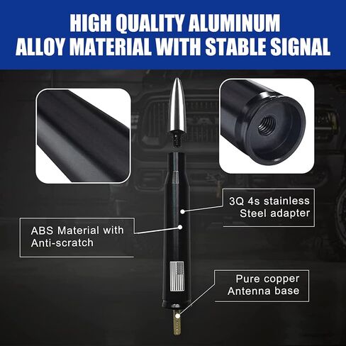 Pack-1 Car Truck Bullet Antenna, 5.4" x 0.78" Vehicle Short Antenna, Universal Antenna Replacement for Ford, Dodge, Chevrolet, GMC, Jeep, Toyota (American Flag Black) in Kuwait